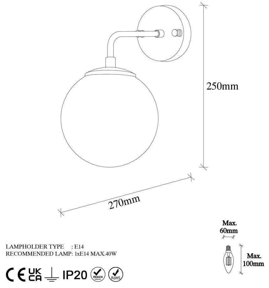 Стенна лампа в бял и бронзов цвят ø 15 cm Viran – Opviq lights