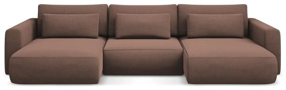 Розов разтегателен ъглов диван с място за съхранение (U форма) Kapua – Makamii