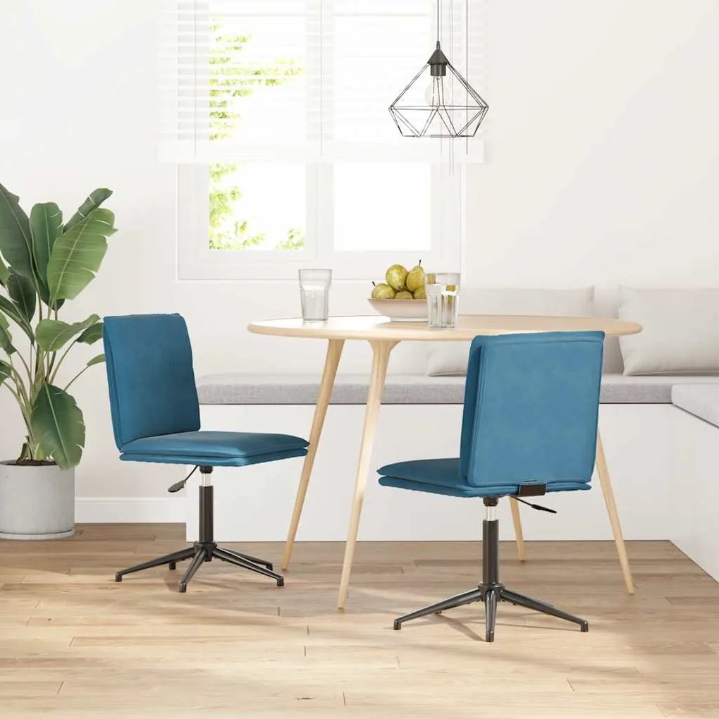 3315377 vidaXL Трапезни столове, 2 бр, сини, кадифе