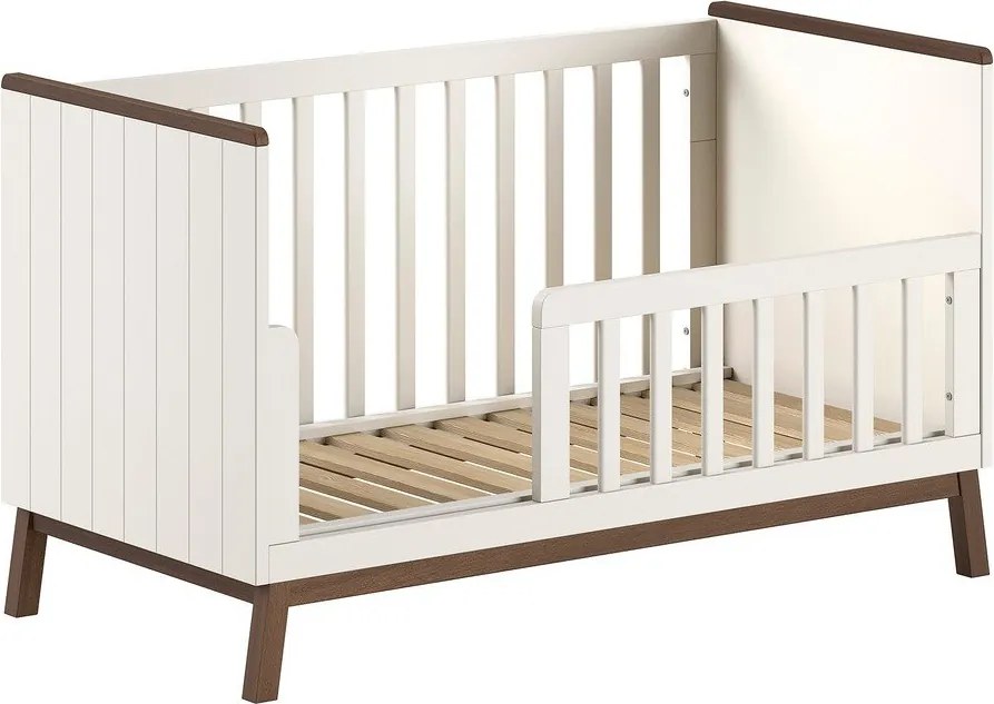 Бежово детско креватче 70x140 cm от масивен бор с подвижна странична част/с регулируема височина Sezane – Vipack