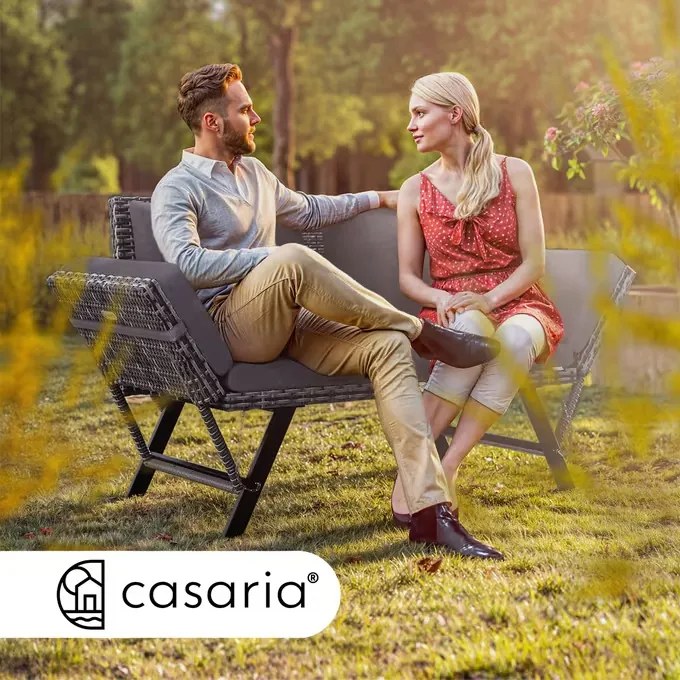 Градинска пейка 2в1 от полиратан 176 × 56 × 81 cm čierna / krémová