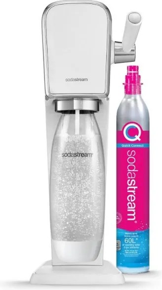 Машина за газирана вода SodaStream ART, 1 л, Ръчна карбонизация, 2 степени, Без BPA, Бял/сребрист