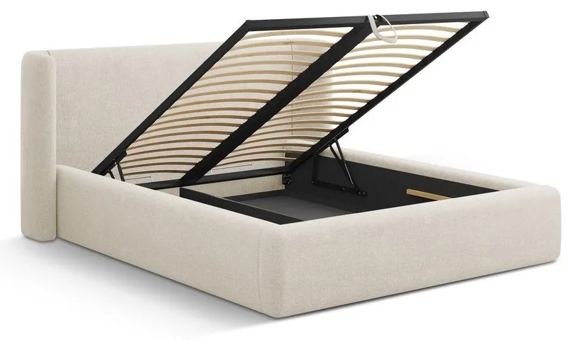 Кремаво двойно легло 180x200 cm тапицирано с място за съхранение с включена подматрачна рамка Jason – Windsor &amp; Co Sofas