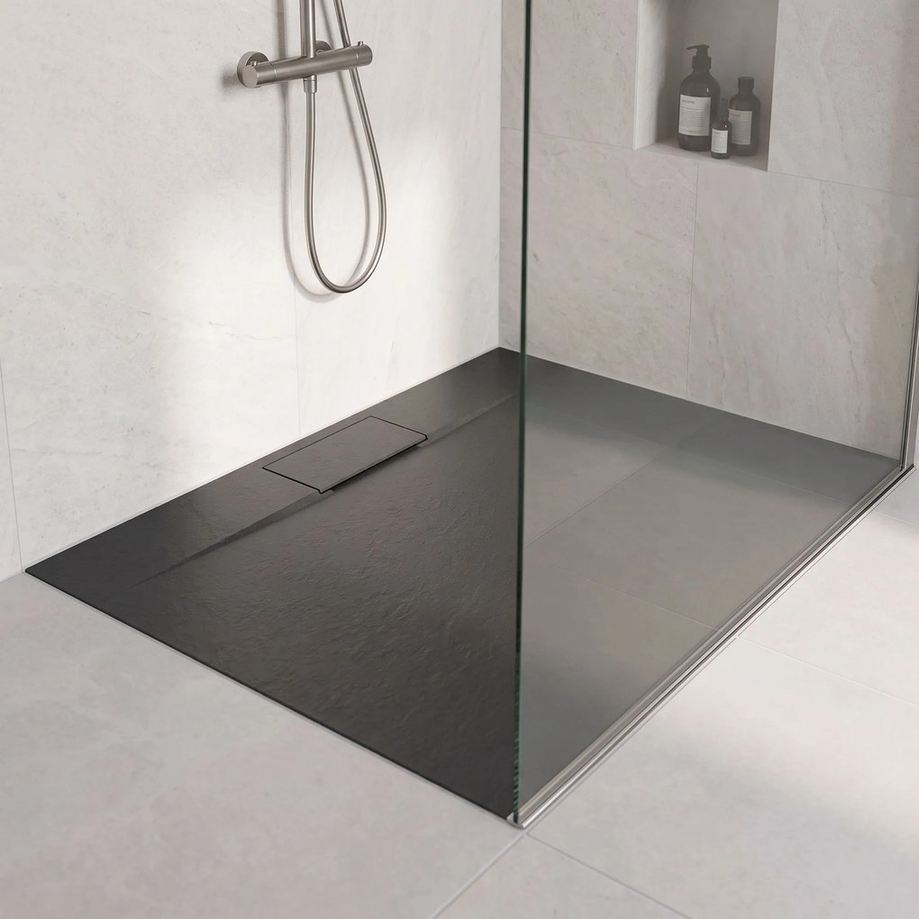 Корито за душ кабина Rea Bazalt long Black 90x120