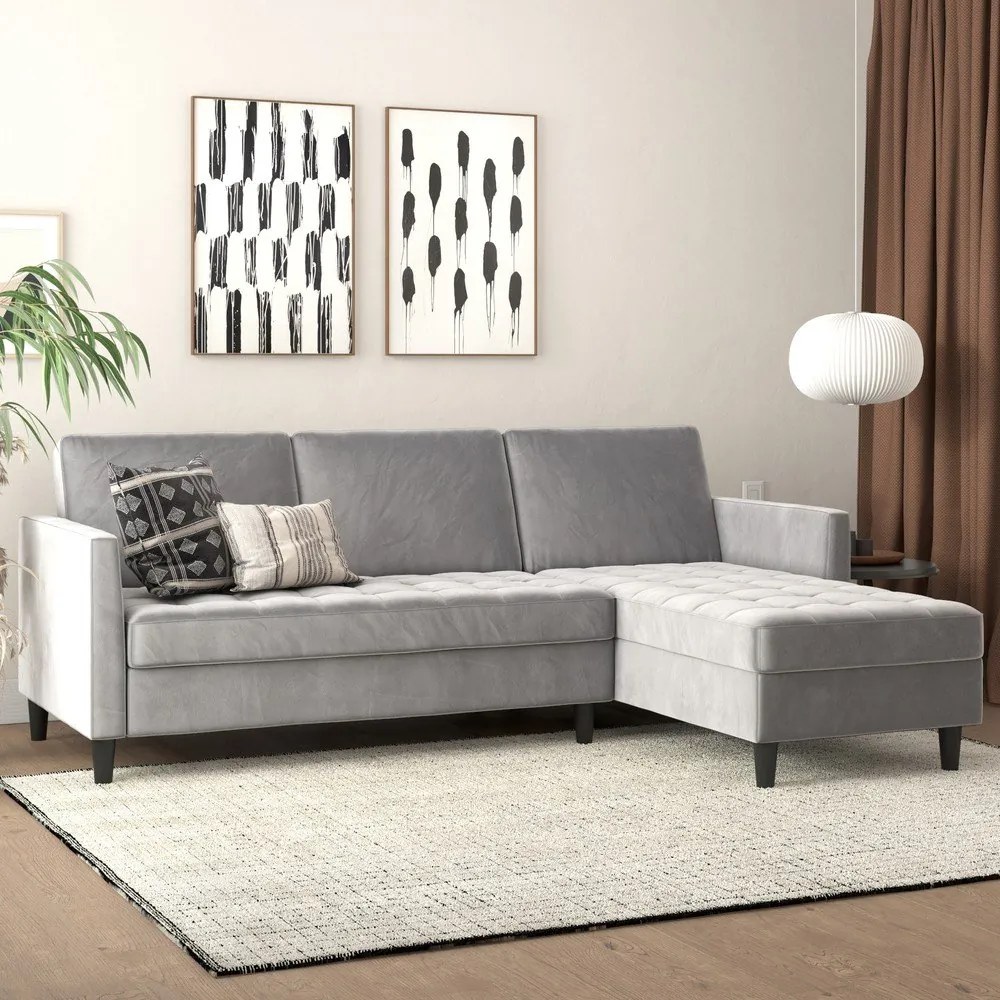 Светлосив кадифен ъглов диван Presley – Støraa