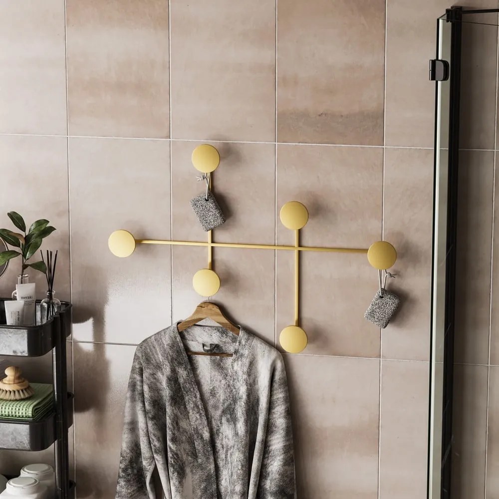 Метална стенна закачалка в златист цвят Dama-A – Kalune Design