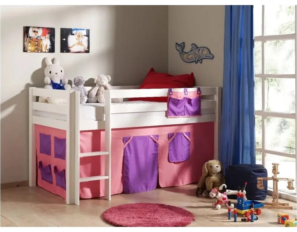 Бяло двуетажно легло от борова дървесина 90x200 cm PINO - Vipack