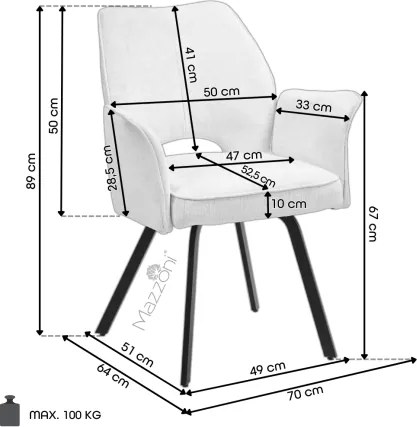 ТУЛИП Тъмно бежово (тъкан UF980-03) - МОДЕРЕН ТАПИЦИРАН СТОЛ С ПОДЛАКЪТНИЦИ ЗА ДНЕВНА/ТРАПЕЗАРИЯ/ОФИС ЛОФТ