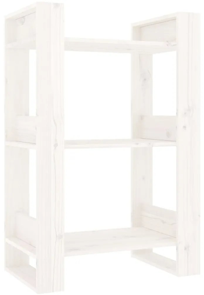 813880 vidaXL Библиотека/разделител за стая, бяла, 60x35x91 см, бор масив