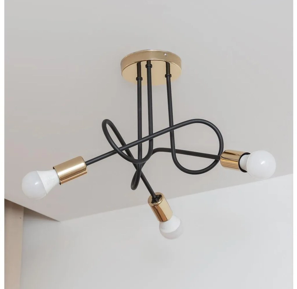 Прикрепен полилей OXFORD 3xE27/15W/230V златен/черен