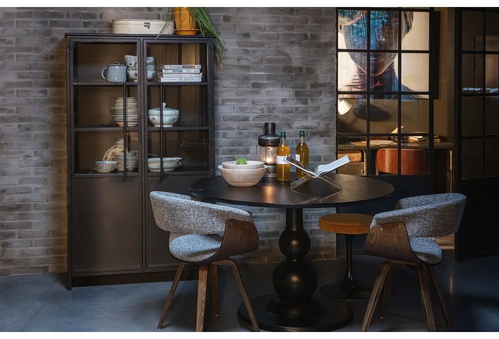 Черна метална витрина 99x170x44 cm Exhibit – WOOOD