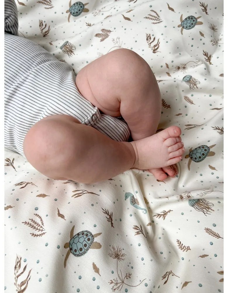 Светложълто детско спално бельо от органичен памук 70x100 cm Sea Garden – Cam Cam Copenhagen