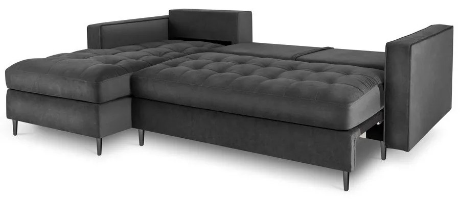 Тъмно сиво кадифено ъглово канапе , ляв ъгъл Santo - Milo Casa