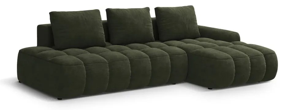 Зелен кадифен сгъваем/с място за съхранение ъглов диван (десен ъгъл) Linz – Cosmopolitan Design
