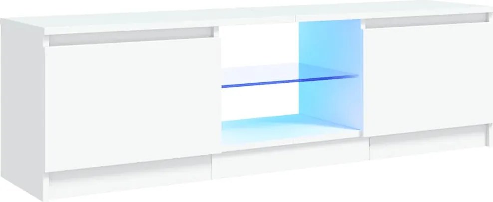 804283 vidaXL ТВ шкаф с LED осветление, бял, 120x30х36 см