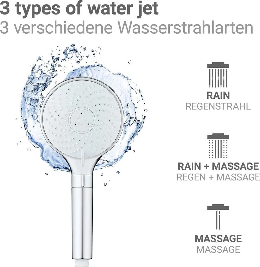 Пластмасова душ глава в блестящо сребрист цвят ø 12 cm Water Saving – Wenko