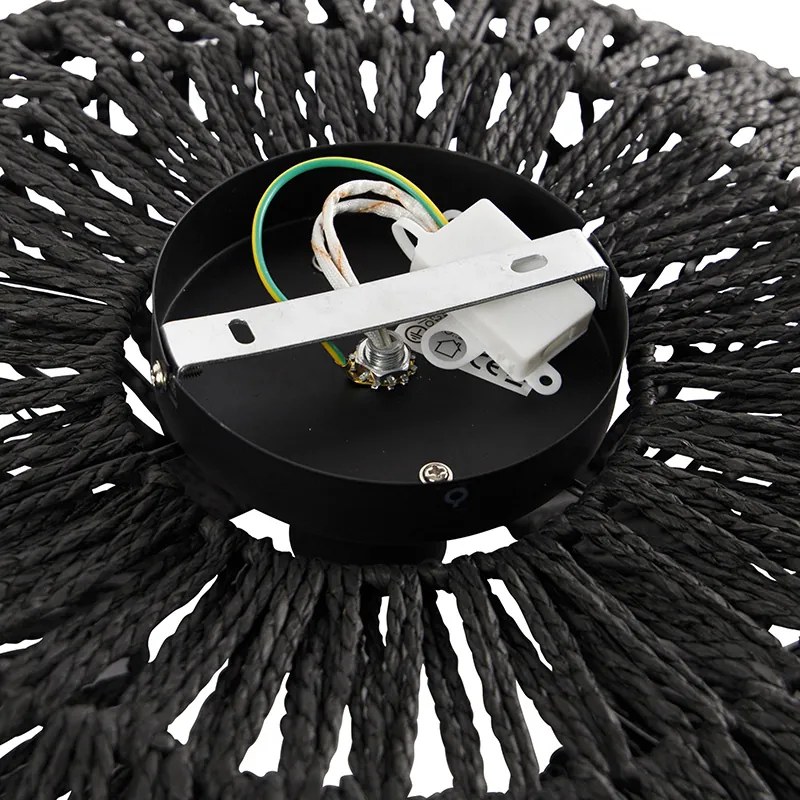 Ретро плафон черна въже 50см - Лина