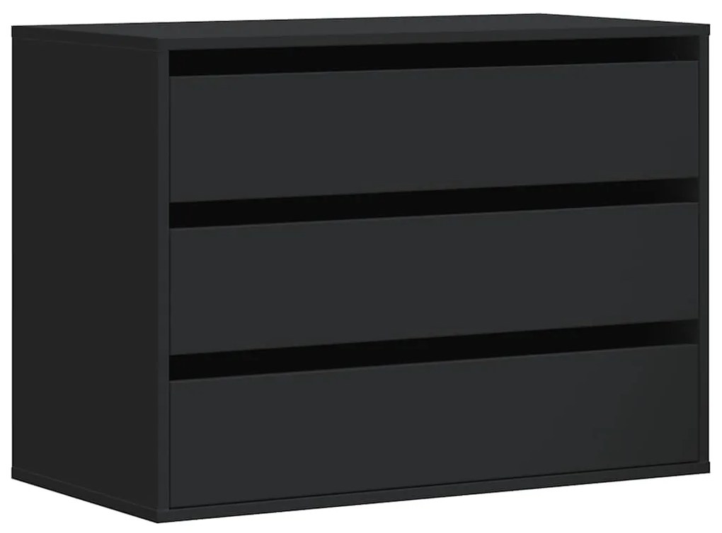 852853 vidaXL Ъглов скрин с чекмеджета, черен, 80x41x58 см, инженерно дърво