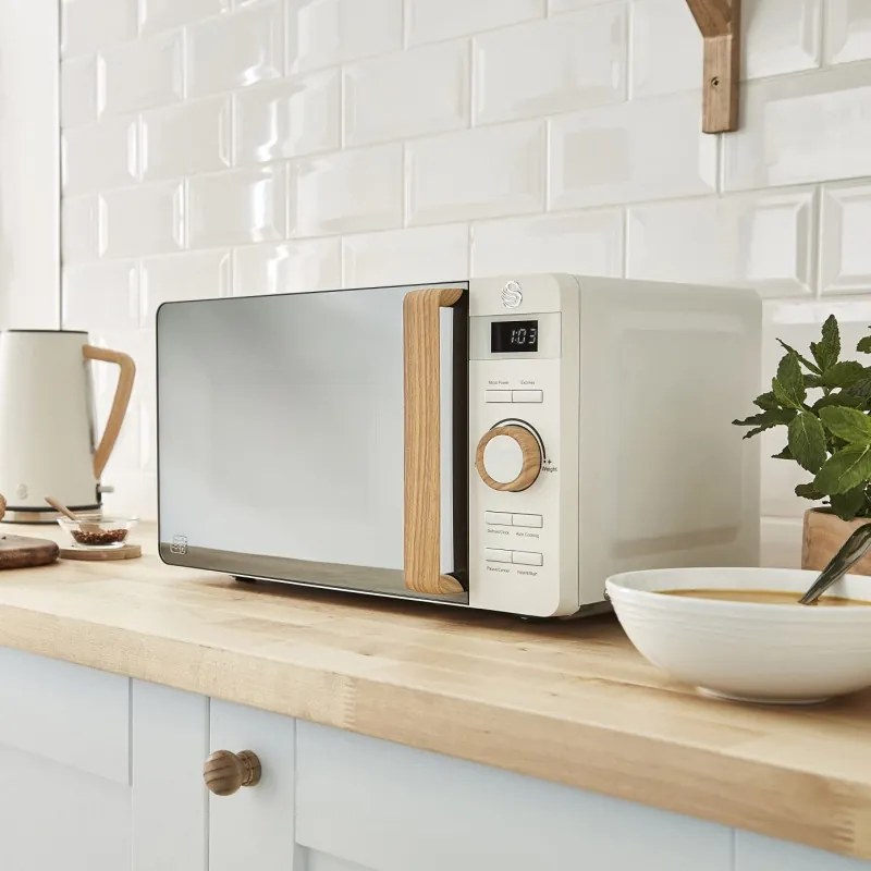 Разопакован: Микровълнова фурна Swan SM22036LWHTN, 20 l, 800W, Размразяване, Таймер, Бял