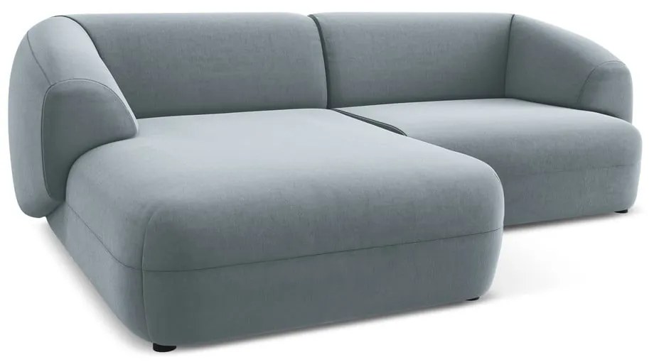 Светлосин кадифен ъглов диван (ляв ъгъл) Moana – Makamii