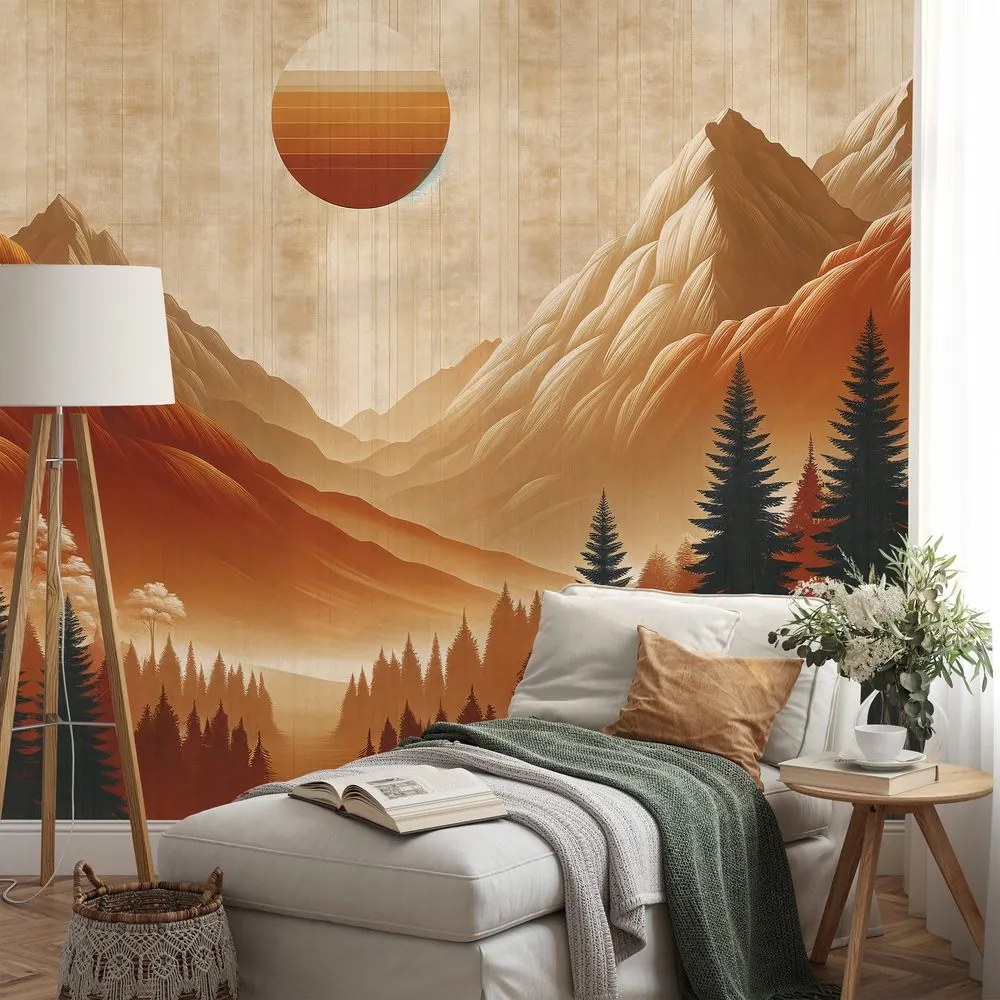 Самозалепващ тапет – Топла планинска панорама