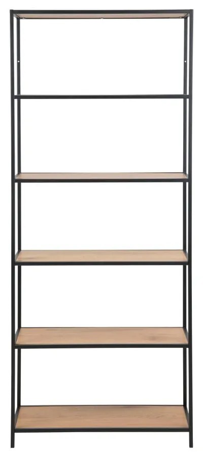 Черен/естествен стелаж от декор от дъб 77x185 cm Seaford – Actona