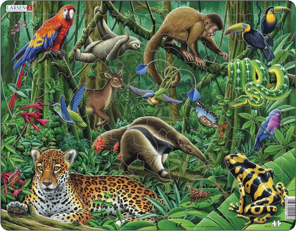 Larsen - Пъзел: Животни – "Джунгла" – 70 части, голям