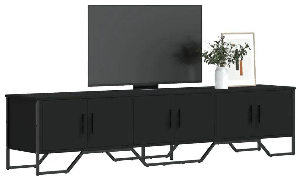 848589 vidaXL ТВ шкаф, черен, 180x34x41 см, инженерно дърво