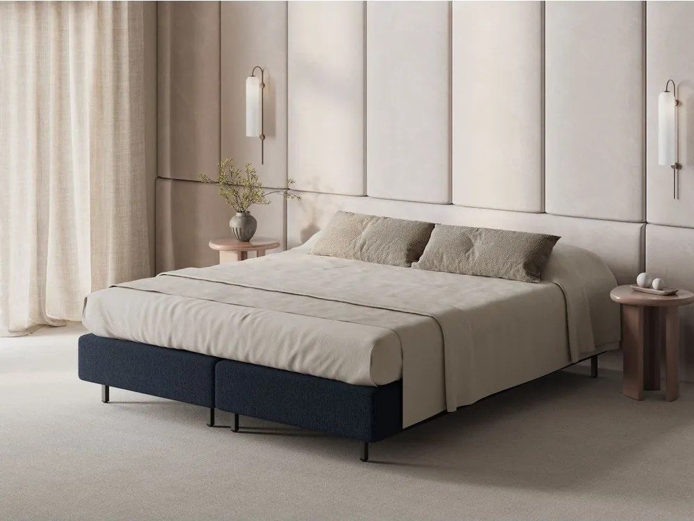 Тъмносиньо двойно легло 160x200 cm тапицирано без табла Whale – Micadoni