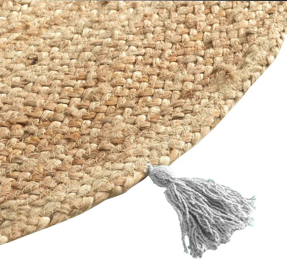 Бяло-естествен кръгъл килим ø 120 cm Shira – douceur d'intérieur