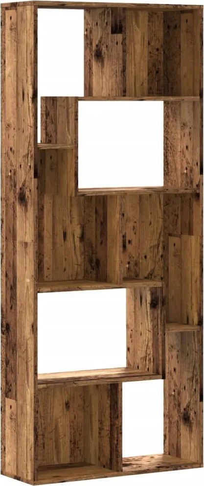 856014 vidaXL Библиотека, старо дърво, 67x24x161 см, инженерно дърво