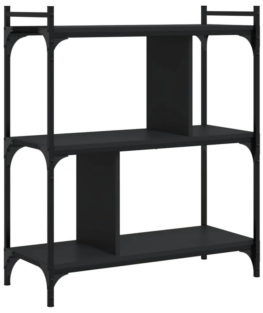 833930 vidaXL Библиотека 3 рафта черна 76x32x88 см инженерно дърво