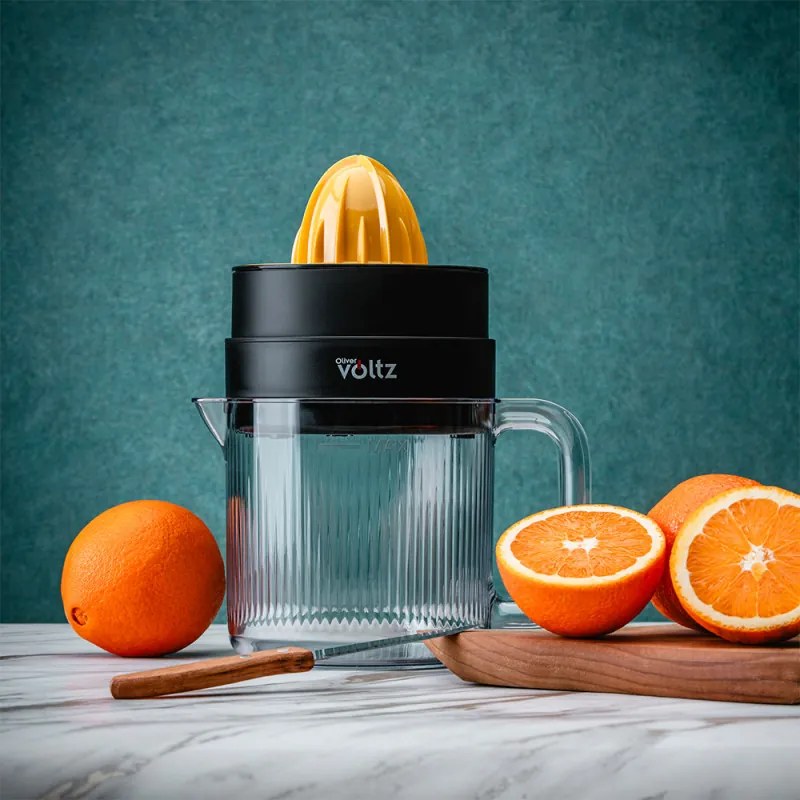 Цитрус преса Oliver Voltz OV51164A, 30 W, 1.2 л, Двупосочно движение, 2 конуса, Черен/оранжев