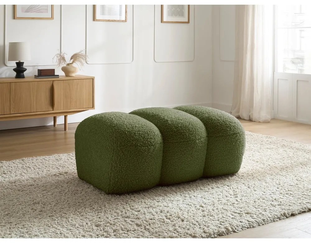 Зелена табуретка от прежда с примки от букле Hippolyte – Bobochic Paris