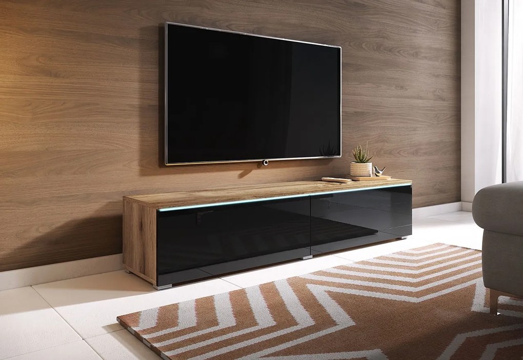 TV шкаф Dalia-Natural-Black Glossy