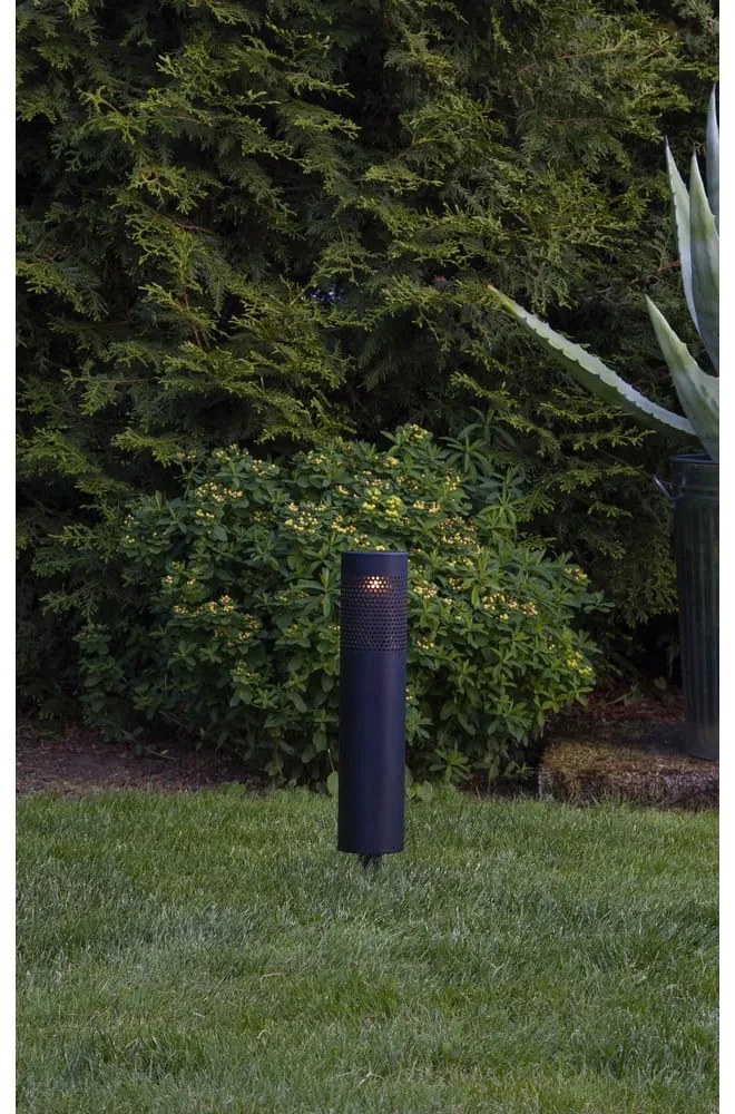 Черна слънчева LED светлина от неръждаема стомана, височина 39 cm Blace - Star Trading