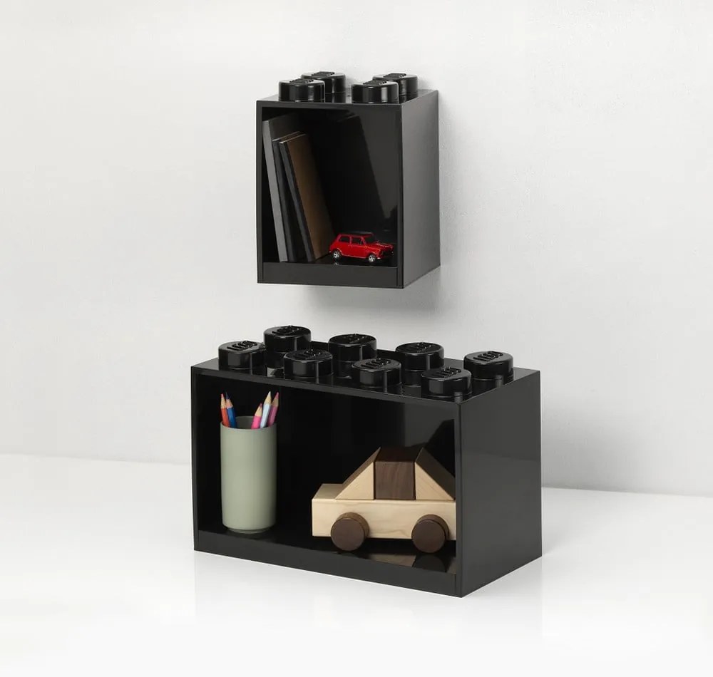 Комплект от 2 черни детски рафта за стена Brick - LEGO®