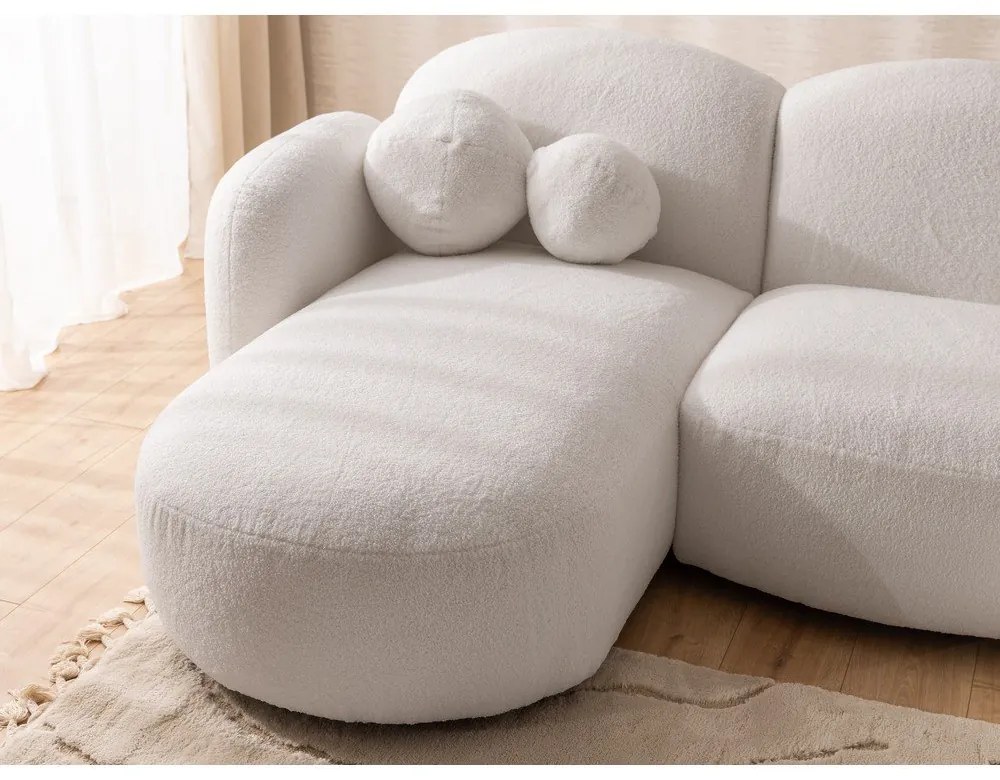 Кремав ъглов диван от прежда с примки от букле (U форма) Orbit – Ropez