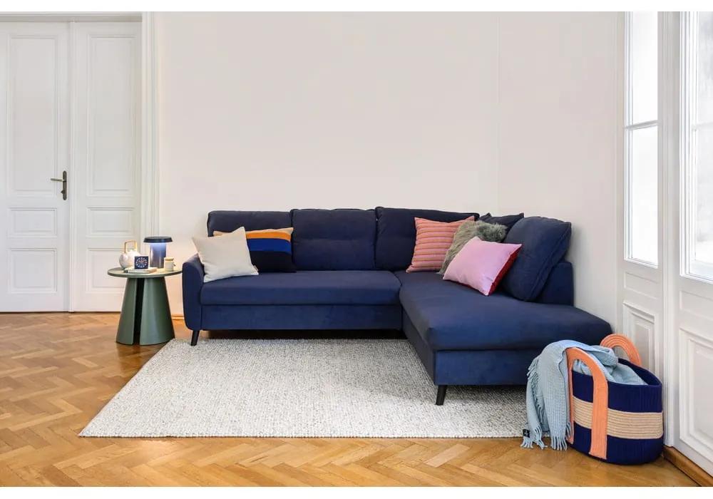 Тъмносиньо кадифе, U-образен разтегателен диван, ляв ъгъл Stylish Stan - Miuform