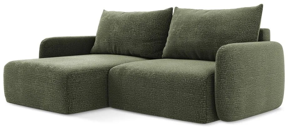 Зелен разтегателен ъглов диван с място за съхранение (ляв ъгъл) Kalena – Makamii