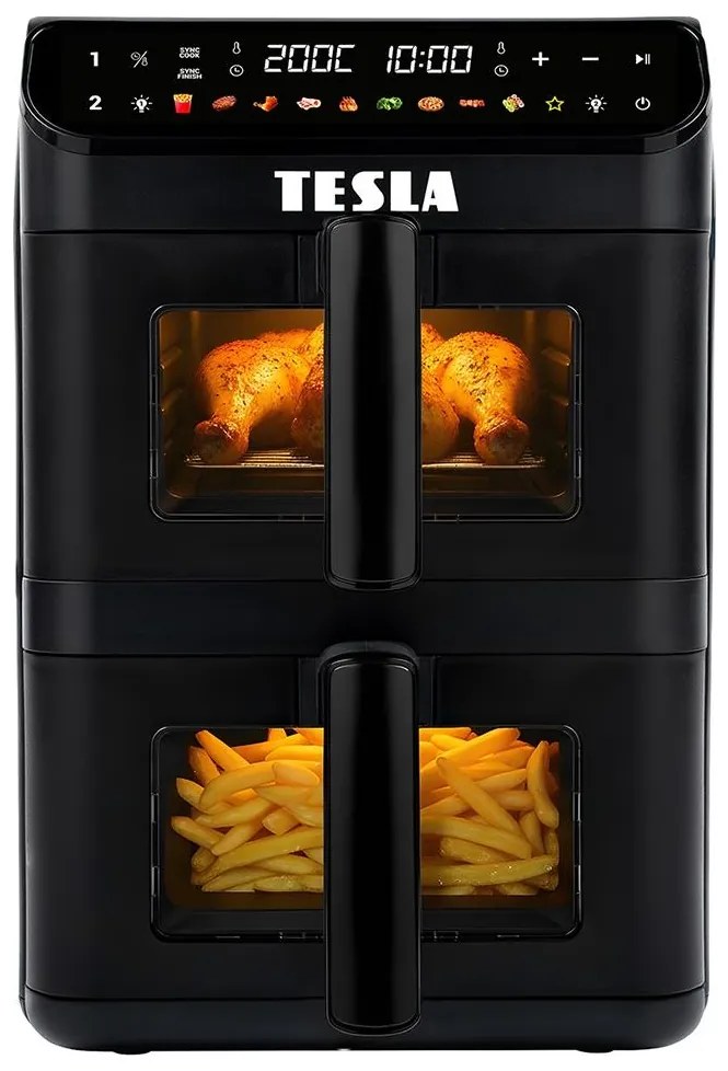 TESLA Electronics AirCook - Многофункционална дигитална въздушна фритюрница 11 л 2800 W/230 V черна