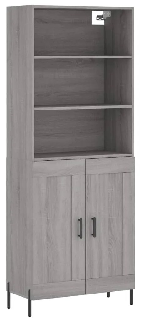 3189971 vidaXL Висок шкаф, сив сонома, 69,5x34x180 см, инженерно дърво