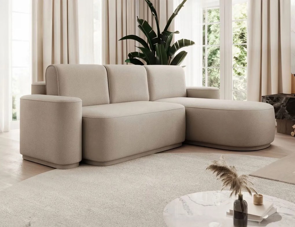 Ъглов диван Luxora-Бежов-вдясно