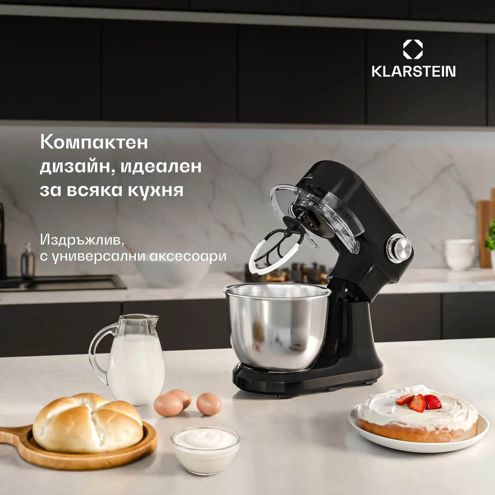 Klarstein Bella Evo кухненски робот | Планетарна смесителна система | 3 приставки за разбиване | 1500 W | 5 л