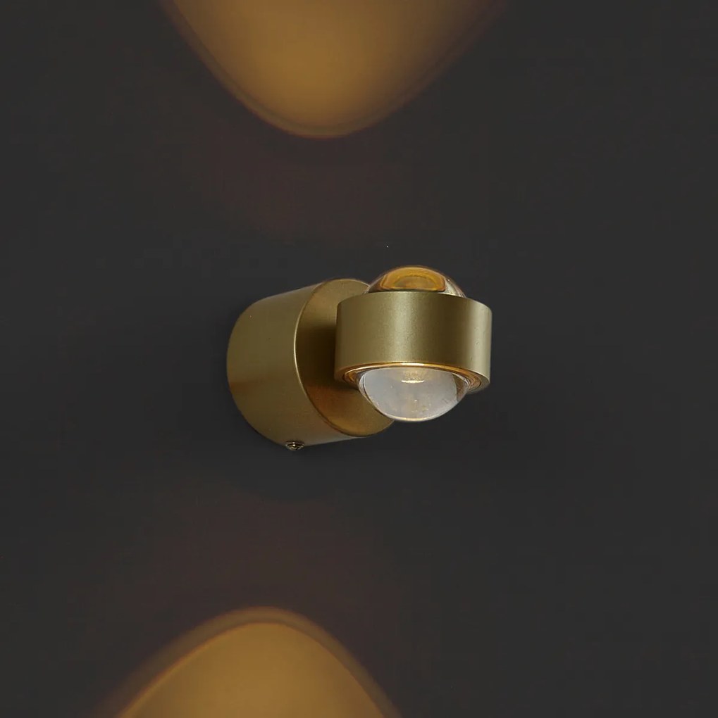 Дизайнерска стенна лампа месинг с LED IP44 - Lens