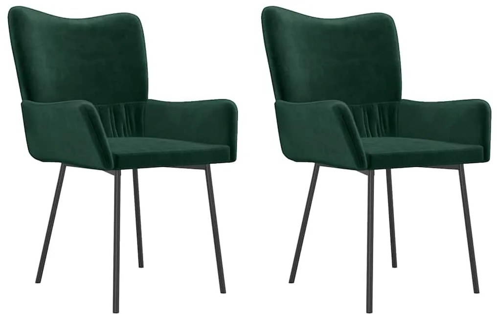 344800 vidaXL Трапезни столове, 2 бр, тъмнозелени, кадифе