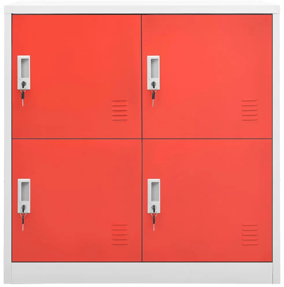 336434 vidaXL Заключващ се шкаф, светлосиво и червено, 90x45x92,5 см, стомана