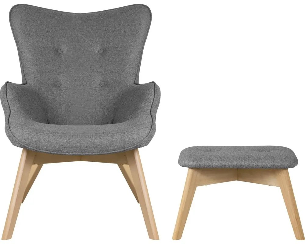 Сив фотьойл с табуретка Niko – Ropez