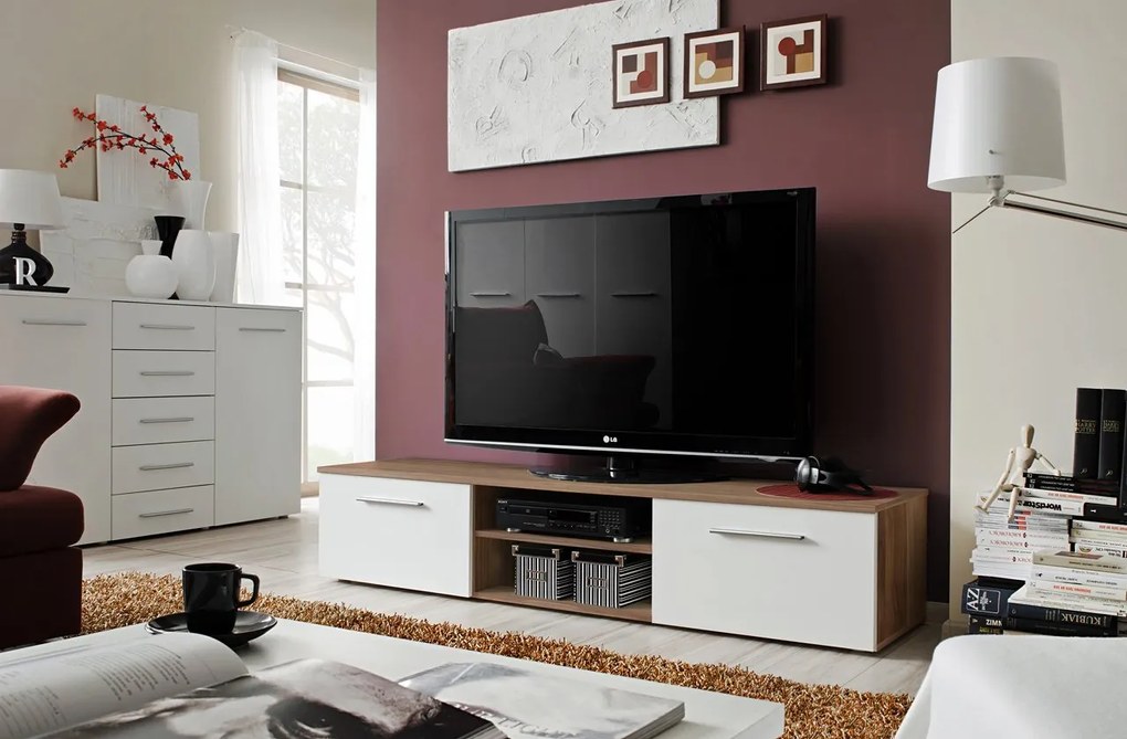 TV шкаф Bono II-Walnut -  White