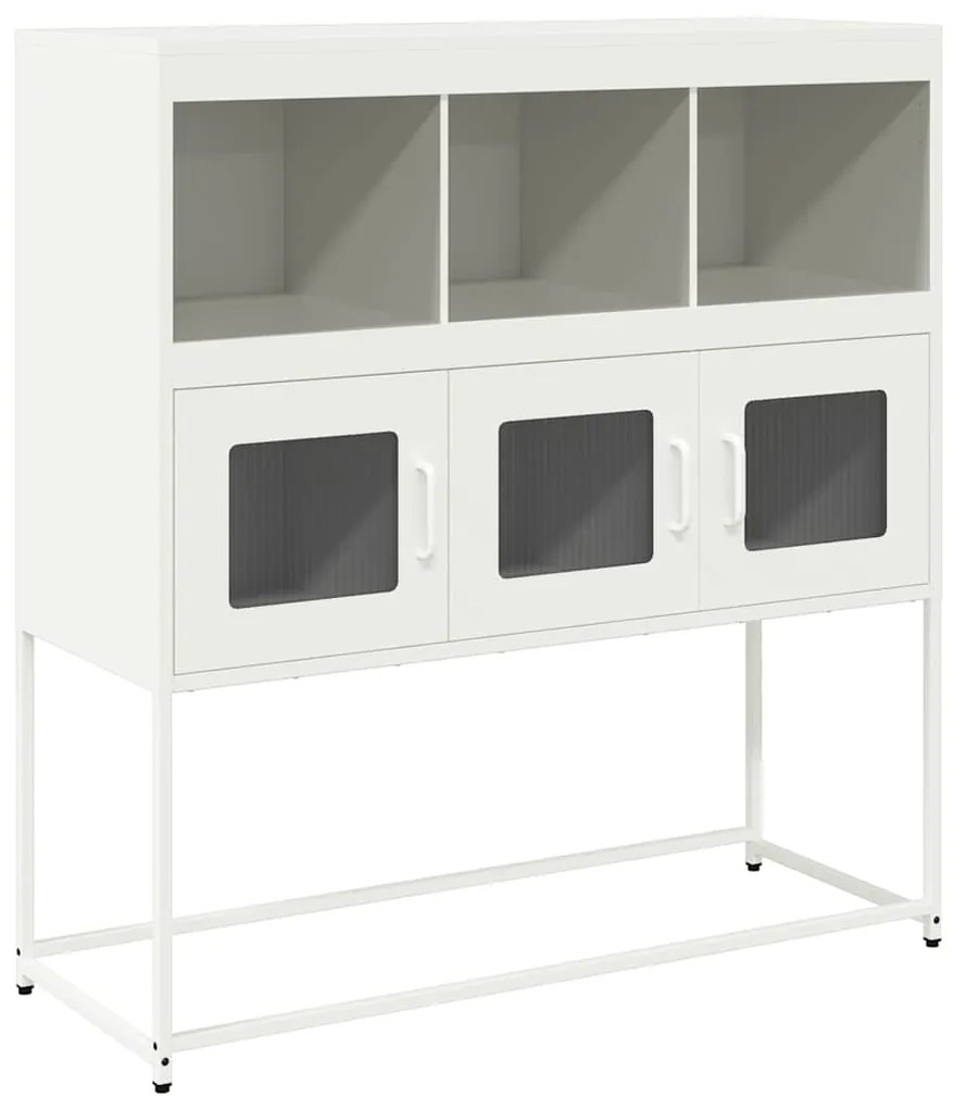 853421 vidaXL Бюфет, бял, 100,5x39x107 см, студеновалцувана стомана